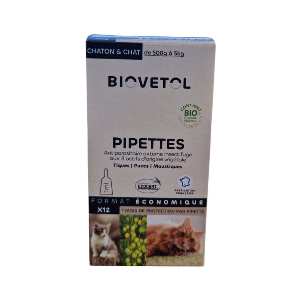 Boîte de pipettes aux ingrédients naturels pour chat